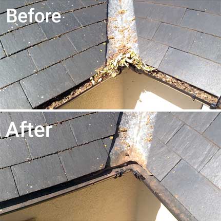 gutter cleaning before and after